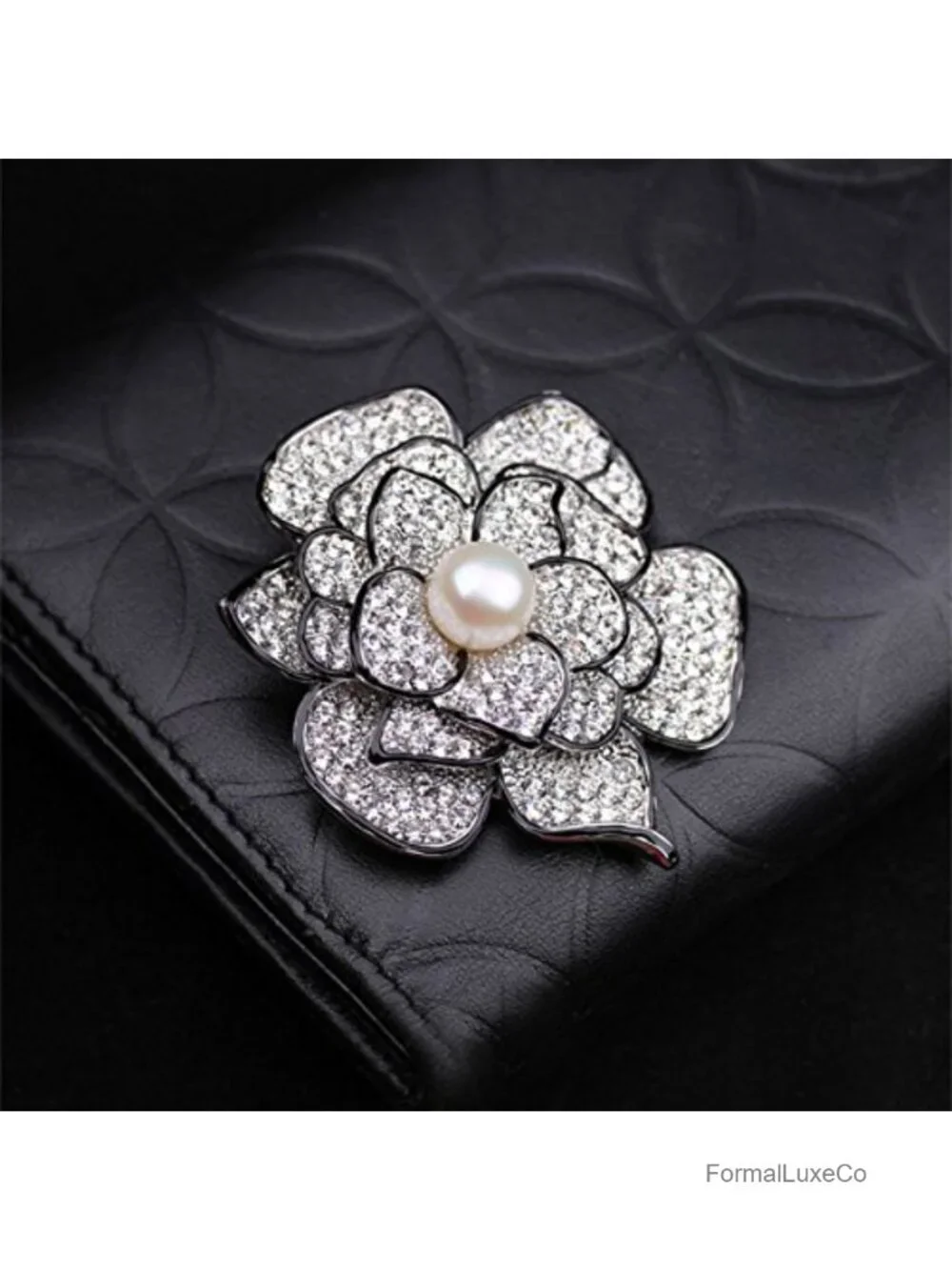 Sparkly Flower Brooch Pin for Women with Created Crystals
